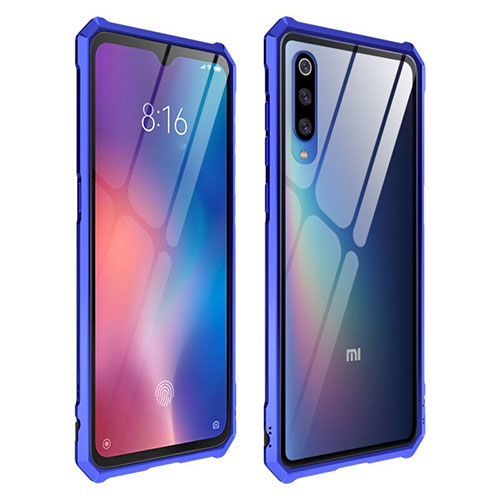 Silicone Transparent Mirror Frame Case Cover for Xiaomi Mi 9 Pro 5G Blue