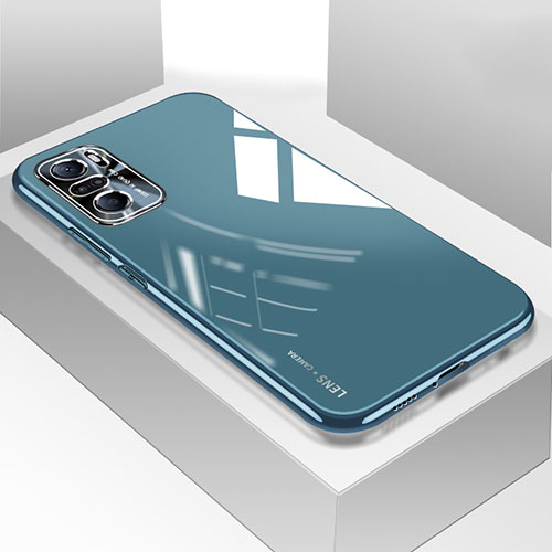 Silicone Transparent Mirror Frame Case Cover for Xiaomi Poco F3 5G Blue