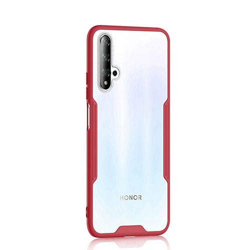 Silicone Transparent Mirror Frame Case Cover H01 for Huawei Honor 20S Red