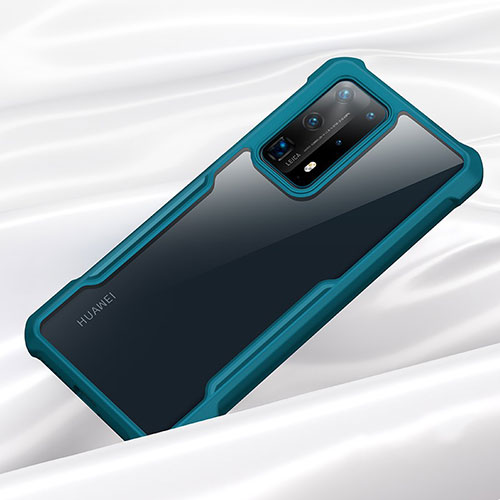 Silicone Transparent Mirror Frame Case Cover H01 for Huawei P40 Pro+ Plus Cyan