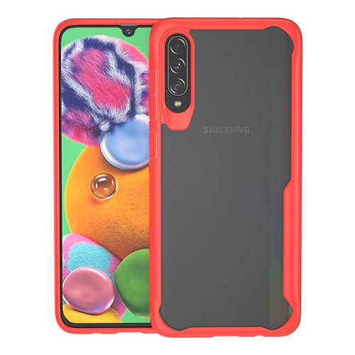 Silicone Transparent Mirror Frame Case Cover H01 for Samsung Galaxy A70S Red