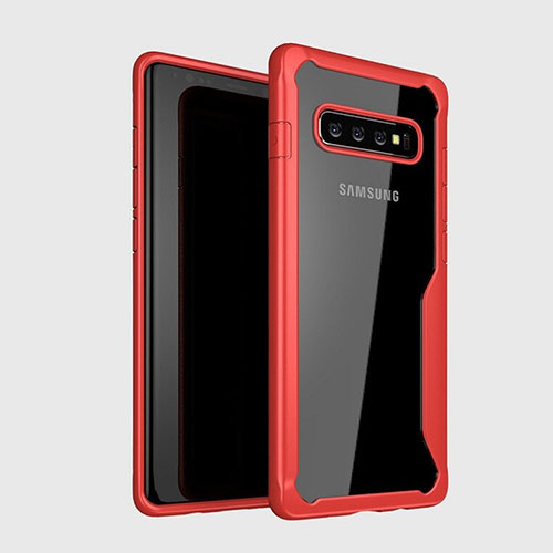 Silicone Transparent Mirror Frame Case Cover H01 for Samsung Galaxy S10 5G Red