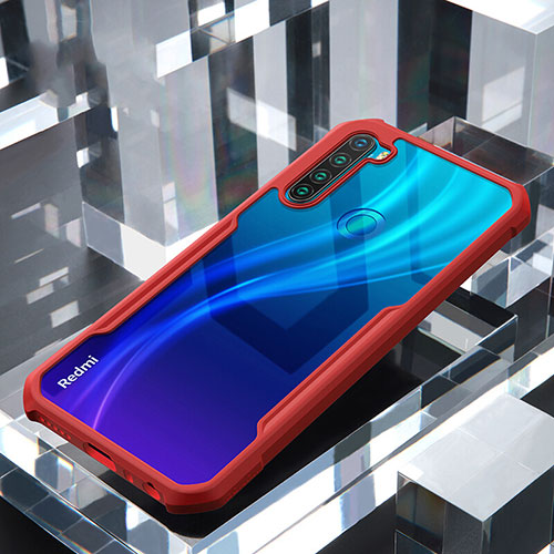 Silicone Transparent Mirror Frame Case Cover H01 for Xiaomi Redmi Note 8T Red