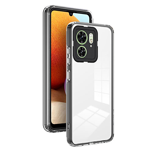 Silicone Transparent Mirror Frame Case Cover H01P for Motorola Moto Edge 40 5G Black