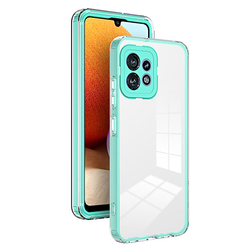 Silicone Transparent Mirror Frame Case Cover H01P for Motorola Moto X40 5G Green