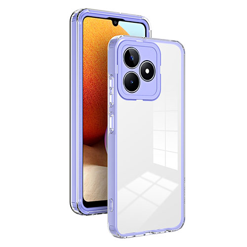 Silicone Transparent Mirror Frame Case Cover H01P for Realme C51 Purple