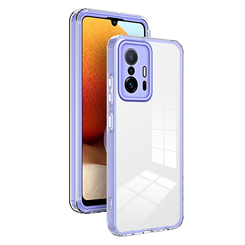 Silicone Transparent Mirror Frame Case Cover H01P for Xiaomi Mi 11T 5G Purple