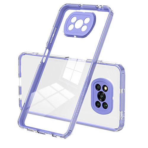 Silicone Transparent Mirror Frame Case Cover H01P for Xiaomi Poco X3 Purple