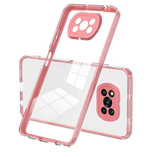 Silicone Transparent Mirror Frame Case Cover H01P for Xiaomi Poco X3 Rose Gold