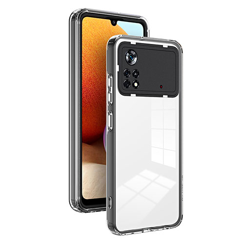 Silicone Transparent Mirror Frame Case Cover H01P for Xiaomi Poco X4 Pro 5G Black