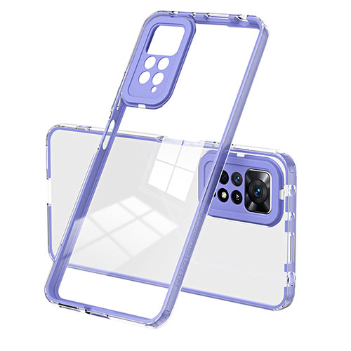 Silicone Transparent Mirror Frame Case Cover H01P for Xiaomi Redmi Note 11 4G (2022) Purple