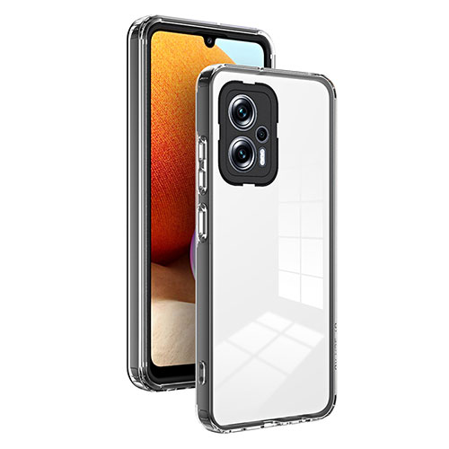 Silicone Transparent Mirror Frame Case Cover H01P for Xiaomi Redmi Note 11 Pro+ Plus 5G Black