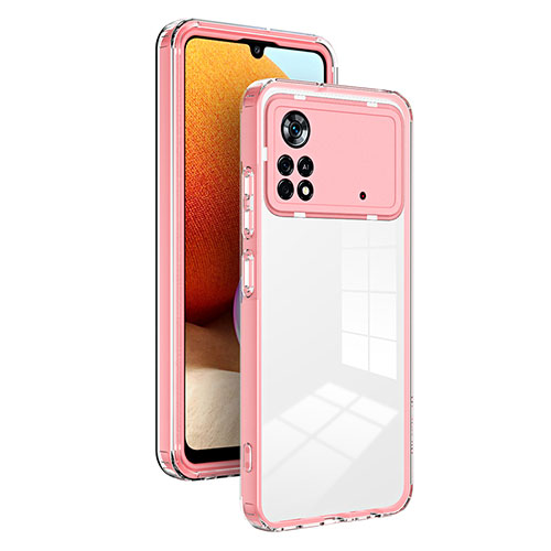 Silicone Transparent Mirror Frame Case Cover H01P for Xiaomi Redmi Note 11E Pro 5G Rose Gold