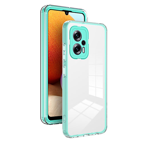 Silicone Transparent Mirror Frame Case Cover H01P for Xiaomi Redmi Note 11T Pro 5G Green