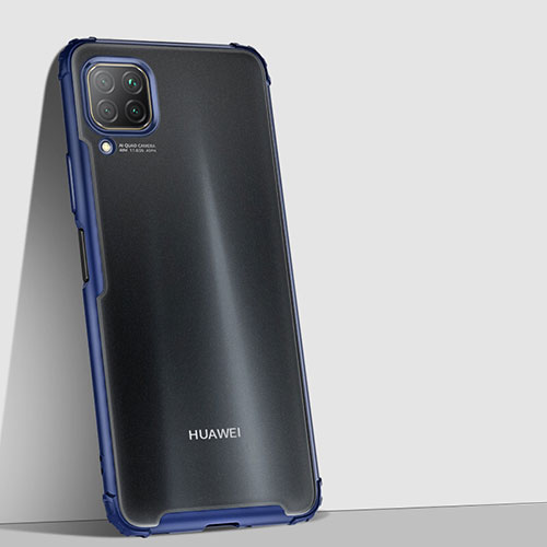 Silicone Transparent Mirror Frame Case Cover H02 for Huawei Nova 7i Blue