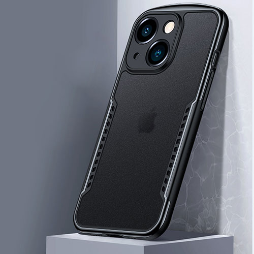 Silicone Transparent Mirror Frame Case Cover M01 for Apple iPhone 14 Black