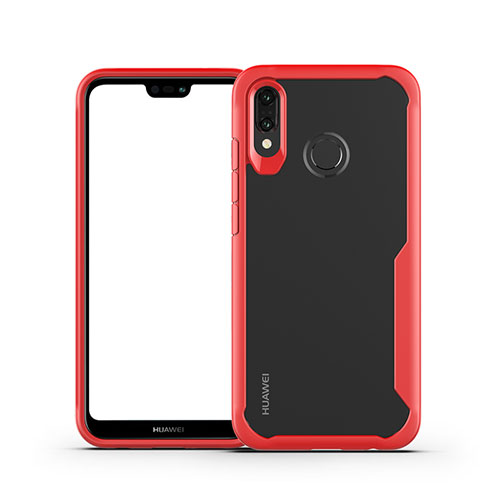 Silicone Transparent Mirror Frame Case Cover M01 for Huawei P20 Lite Red