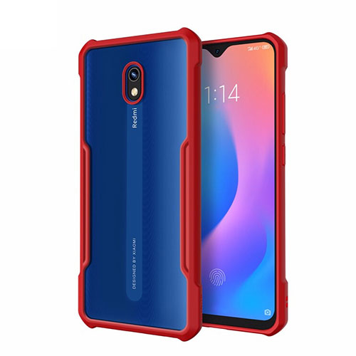 Silicone Transparent Mirror Frame Case Cover M01 for Xiaomi Redmi 8A Red