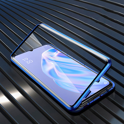 Silicone Transparent Mirror Frame Case Cover M02 for Oppo A91 Blue