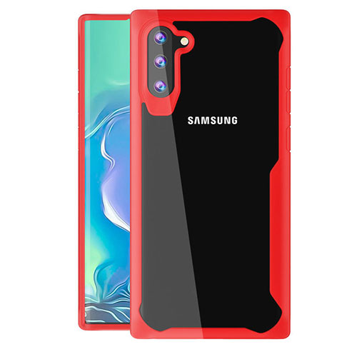 Silicone Transparent Mirror Frame Case Cover M02 for Samsung Galaxy Note 10 Red