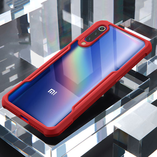 Silicone Transparent Mirror Frame Case Cover M02 for Xiaomi Mi 9 Pro 5G Red