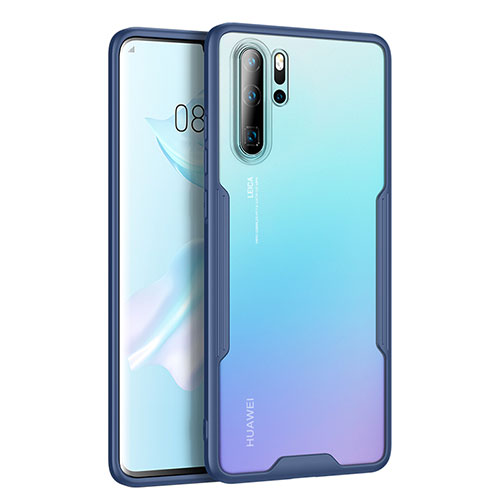 Silicone Transparent Mirror Frame Case Cover M03 for Huawei P30 Pro New Edition Blue