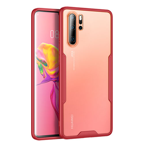 Silicone Transparent Mirror Frame Case Cover M03 for Huawei P30 Pro New Edition Red