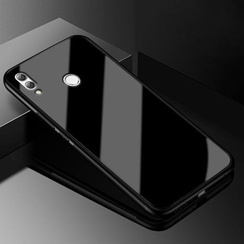 Silicone Transparent Mirror Frame Case Cover M04 for Huawei Honor V10 Lite Black