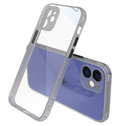 Silicone Transparent Mirror Frame Case Cover M05 for Apple iPhone 12 Gray