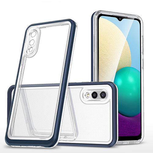 Silicone Transparent Mirror Frame Case Cover MQ1 for Samsung Galaxy A02 Blue