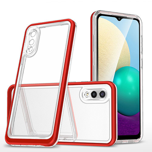 Silicone Transparent Mirror Frame Case Cover MQ1 for Samsung Galaxy A02 Red