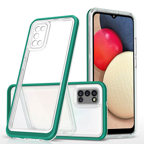 Silicone Transparent Mirror Frame Case Cover MQ1 for Samsung Galaxy A02s Green