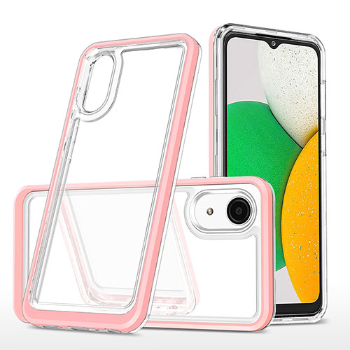 Silicone Transparent Mirror Frame Case Cover MQ1 for Samsung Galaxy A03 Core Rose Gold