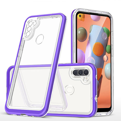 Silicone Transparent Mirror Frame Case Cover MQ1 for Samsung Galaxy A11 Purple