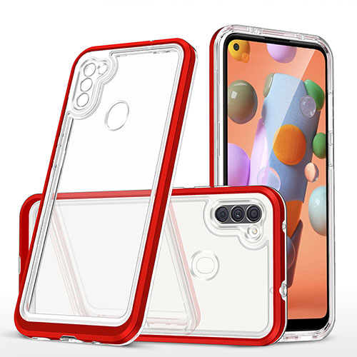 Silicone Transparent Mirror Frame Case Cover MQ1 for Samsung Galaxy A11 Red