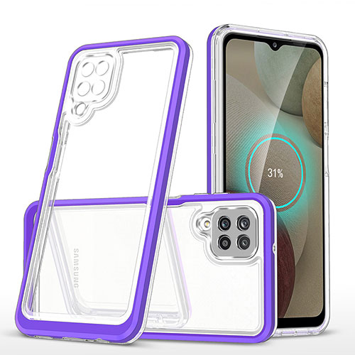 Silicone Transparent Mirror Frame Case Cover MQ1 for Samsung Galaxy A12 5G Purple