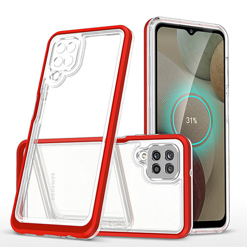 Silicone Transparent Mirror Frame Case Cover MQ1 for Samsung Galaxy A12 5G Red