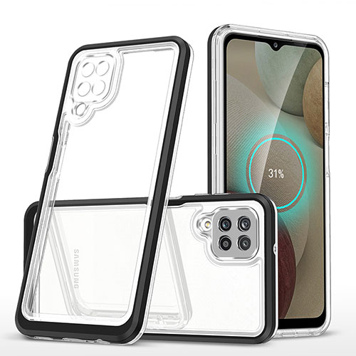 Silicone Transparent Mirror Frame Case Cover MQ1 for Samsung Galaxy A12 Black