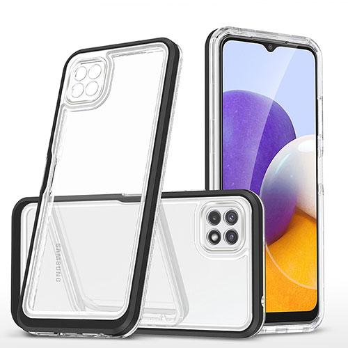 Silicone Transparent Mirror Frame Case Cover MQ1 for Samsung Galaxy A22 5G Black