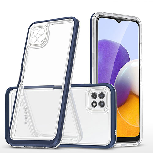 Silicone Transparent Mirror Frame Case Cover MQ1 for Samsung Galaxy A22 5G Blue