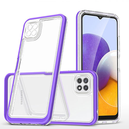 Silicone Transparent Mirror Frame Case Cover MQ1 for Samsung Galaxy A22 5G Purple