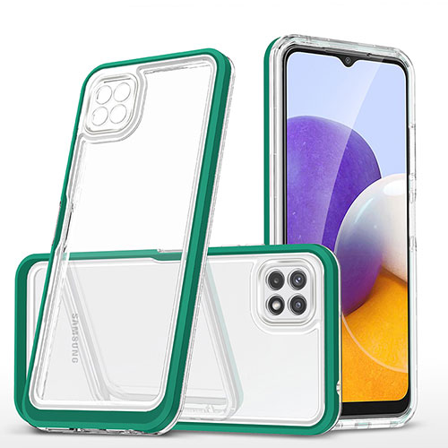 Silicone Transparent Mirror Frame Case Cover MQ1 for Samsung Galaxy A22s 5G Green