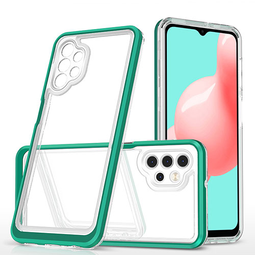 Silicone Transparent Mirror Frame Case Cover MQ1 for Samsung Galaxy A32 4G Green