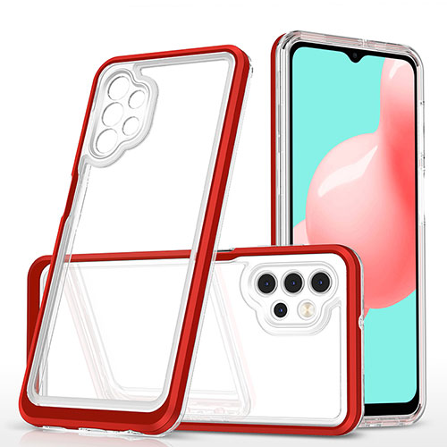 Silicone Transparent Mirror Frame Case Cover MQ1 for Samsung Galaxy A32 4G Red