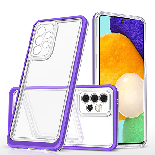 Silicone Transparent Mirror Frame Case Cover MQ1 for Samsung Galaxy A52 4G Purple