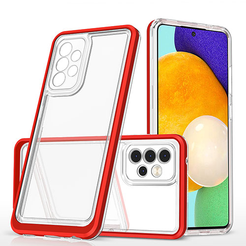 Silicone Transparent Mirror Frame Case Cover MQ1 for Samsung Galaxy A52s 5G Red