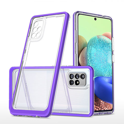 Silicone Transparent Mirror Frame Case Cover MQ1 for Samsung Galaxy A71 4G A715 Purple