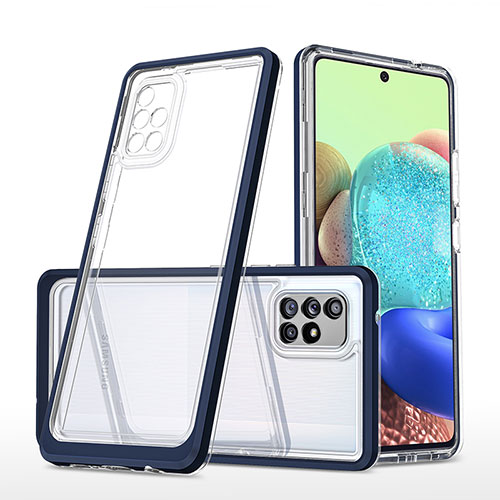 Silicone Transparent Mirror Frame Case Cover MQ1 for Samsung Galaxy A71 5G Blue