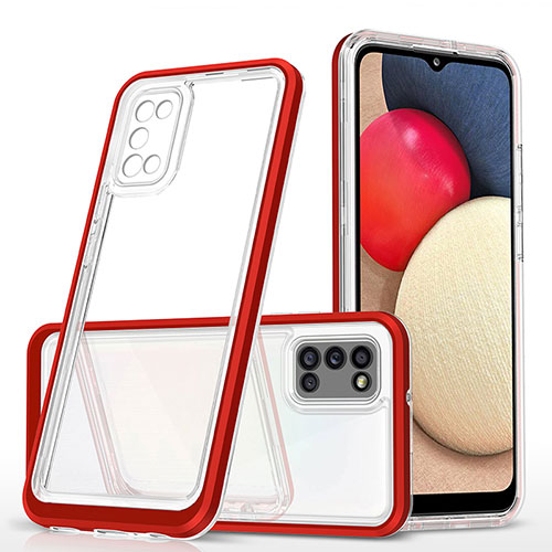 Silicone Transparent Mirror Frame Case Cover MQ1 for Samsung Galaxy M02s Red