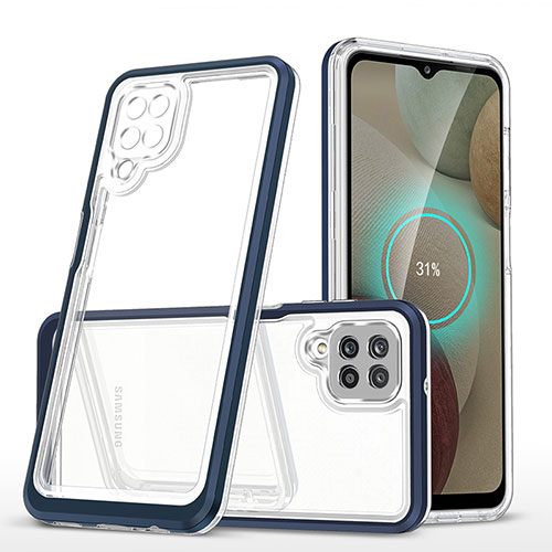 Silicone Transparent Mirror Frame Case Cover MQ1 for Samsung Galaxy M12 Blue
